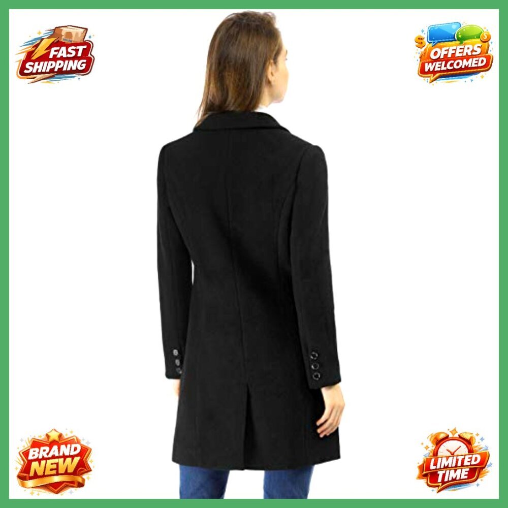 Women's Winter Trench Coat Double Breasted Notched Lapel Fully Lined - Picture 5 of 7